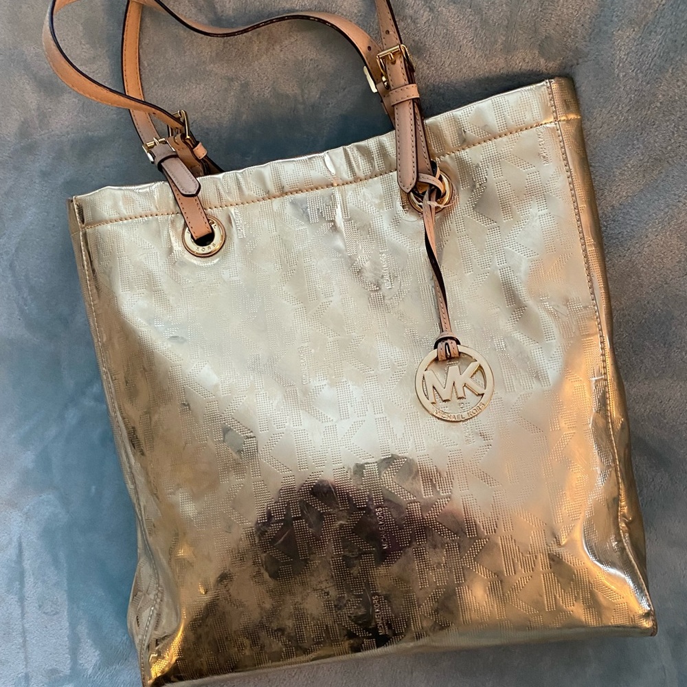 Michael Kors logo gold tote